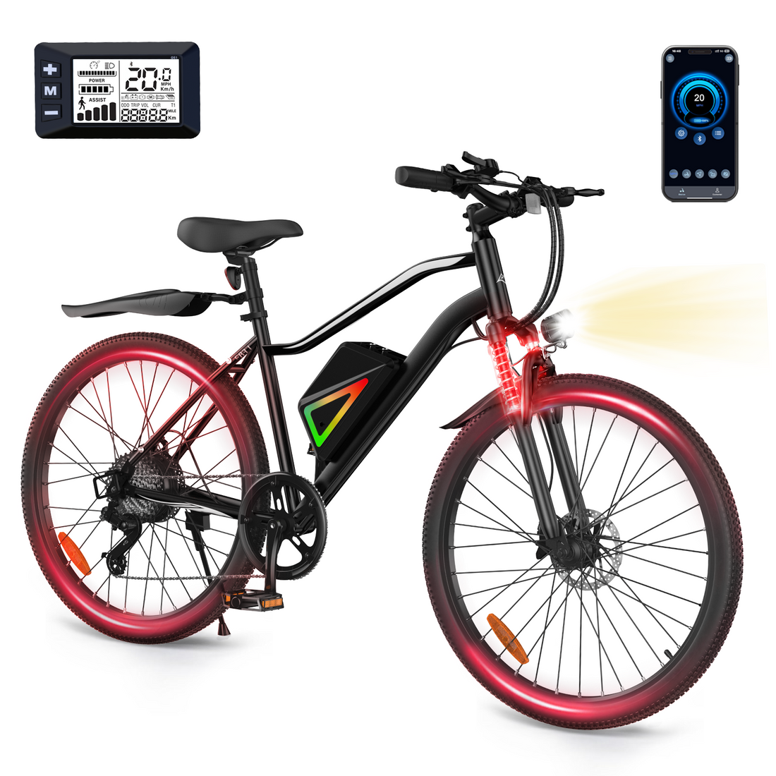 iSinwheel 750W Peak Electric Bike Adult,26" Mountain Bicycle Professional ,Front Dual Shock Absorption Ebike,Up 20MPH,35 Miles,36V 10.4AH NonRemovable Battery