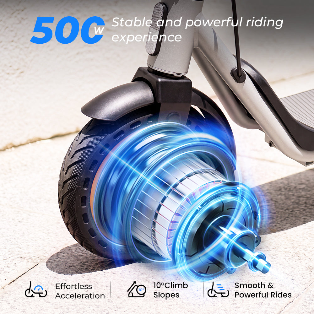 iScooter 500W Electric Scooters for Adults, Up To 19 Mph 19 Miles Range Portable Escooter, 8.5'' Solid Tires Folding Commuting E Scooter for Teens