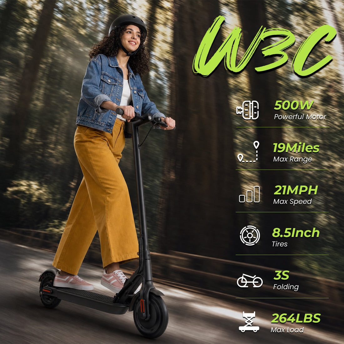 Electric Scooter for Adults,500W Peak Motor Foldable E-Scooter,36V 7.8Ah Battery,15-21 Miles Range,21MPH
