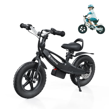 iSinwheel SK12 Electric Balance Bike for Kids, 150W for 3-6 age, Two Speed up to 6.2 mph Motorcycle , 12 inch Pneumatic Tire with Dual Brake for Boys and Girls Black