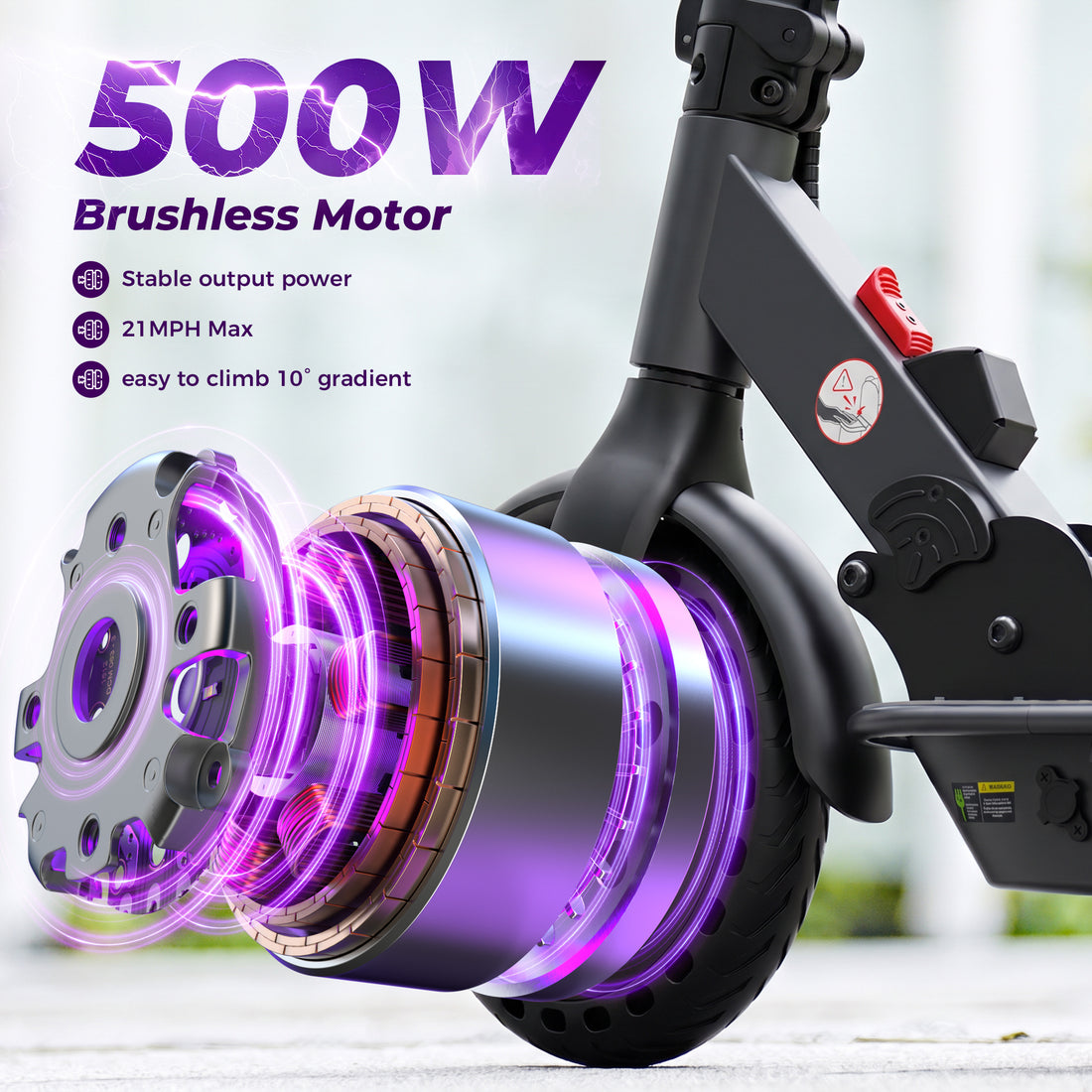 iScooter Electric Scooter for Adults, 21 Miles Max Range with 21 MPH Top, 500W Foldable Commuting Electric Scooter, 3-Speed & Cruise Control Escooter Teens