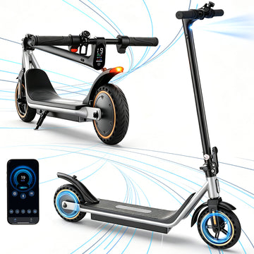 Electric Scooter for Adults, Up to 19Mph & 19Miles, 500W Peak 8.5" Solid Tire, Commuting E-Scooter with APP Control, Orange