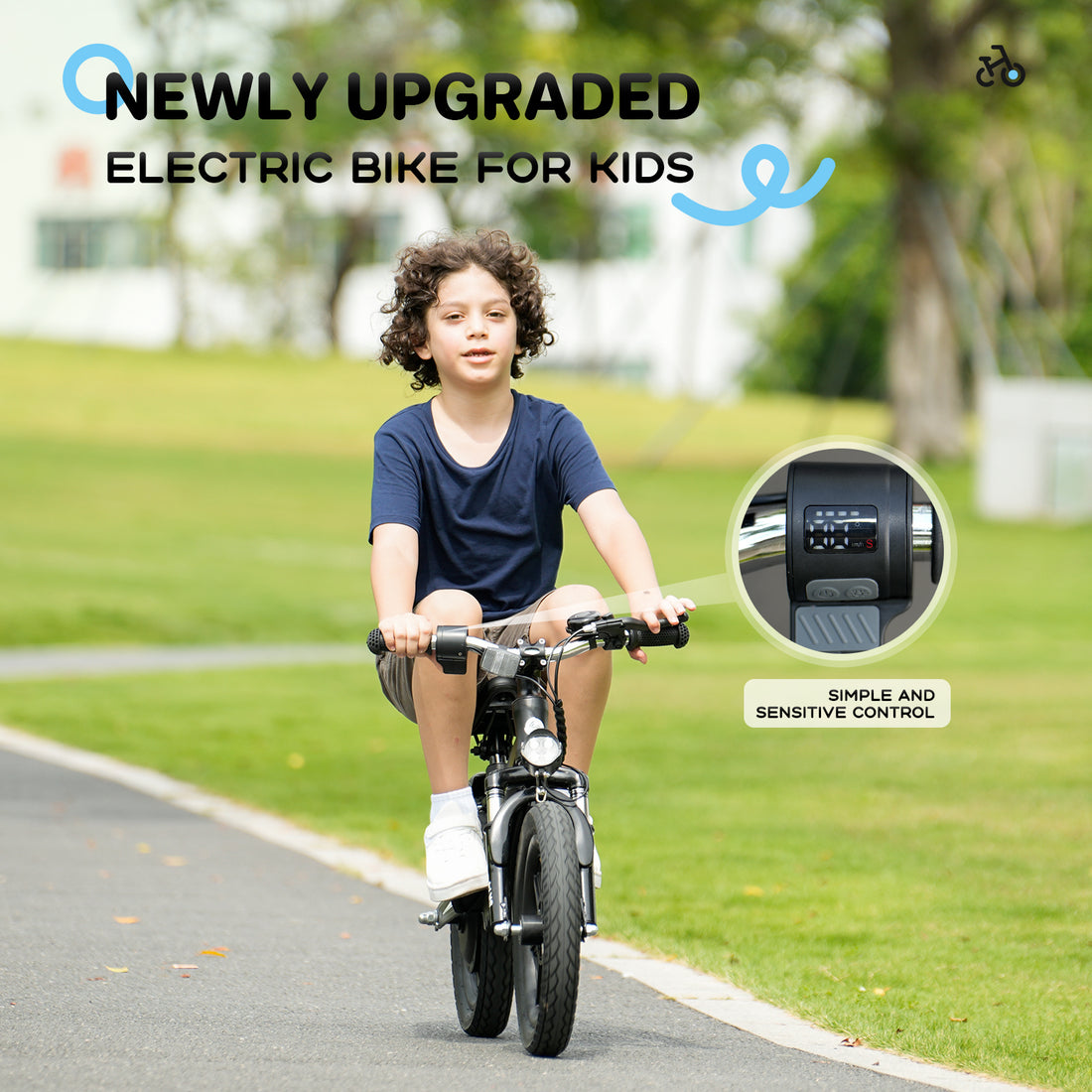 iSinwheel SK14 Electric Balance Bike for Kids 3-8,  3-Speed Gears Max 10 mph Motorcycle , 14'' Pneumatic Tire with Dual Brake, Front Shock Absorption & Magnetic Charging Ride Toy for Boys Girls Black