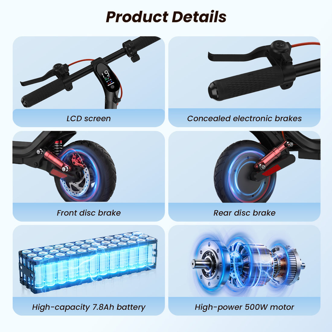 Electric Scooters for Adults, Turn Signals & Dual Suspension 23 Miles Long Range Escooter, 500W Motor 21 MPH Max Speed, Foldable Commuter E-Scooter