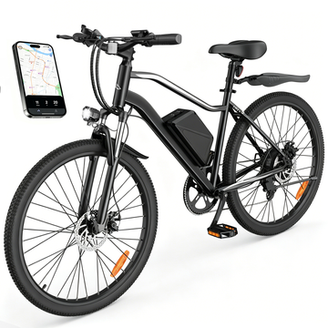 Electric Mountain Bike for Adults, 26" E-Bike with Shimano 7-Speed Gears,750W Peak,36V Battery, Twist Throttle & Pedal Assist