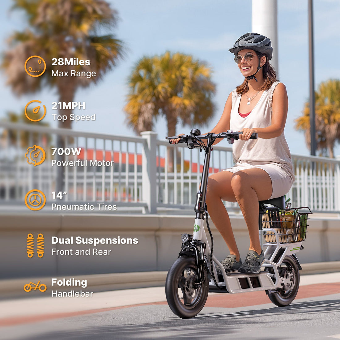 isinwheel Hyper X 700W Electric Scooter with Seat & Basket