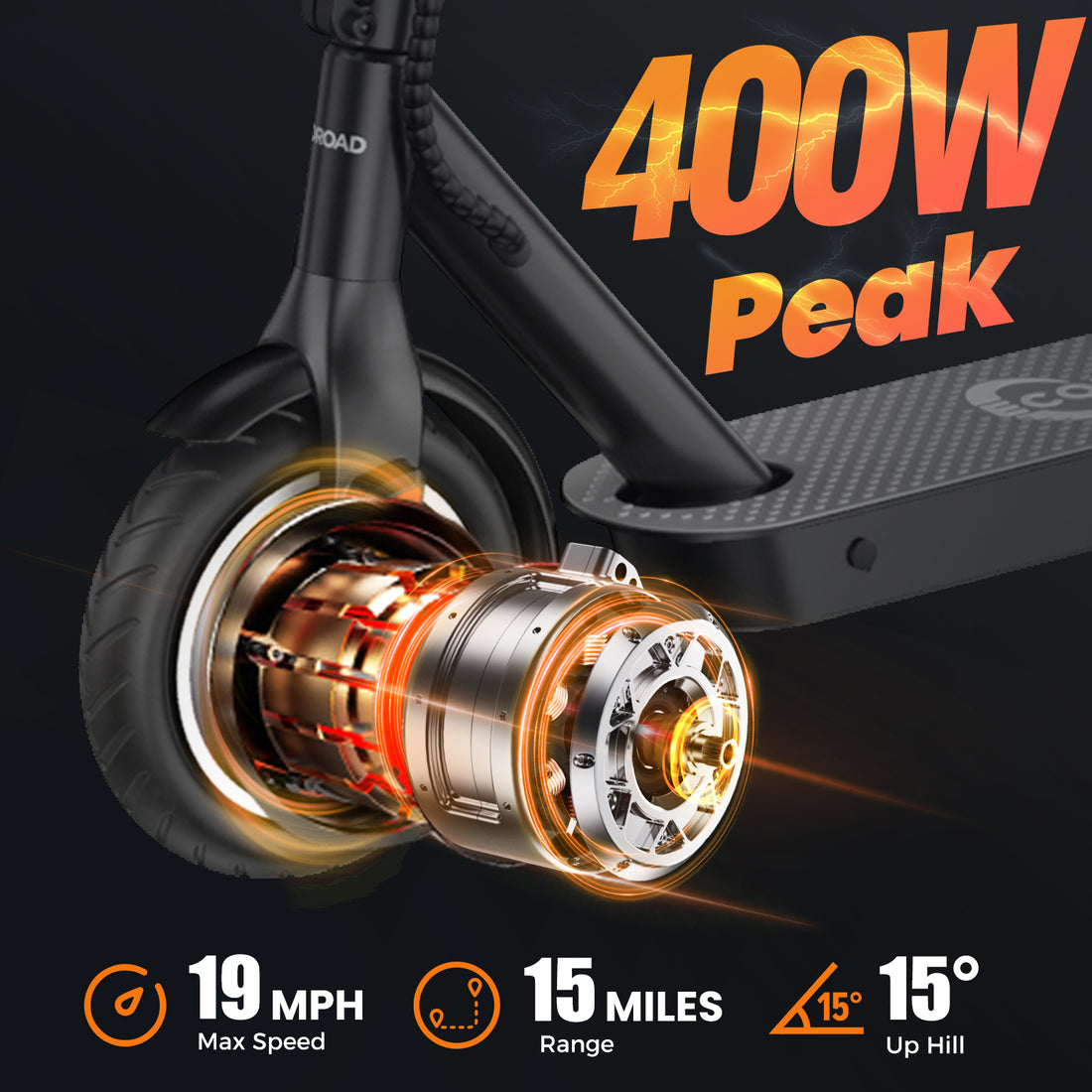ECOROAD EC6 Electric Scooter, 400W Peak Motor, Up To 19 MPH & 15 Miles Range, 8.5" Pneumatic Tires, Foldable Commuter E-Scooter for Adults and Teens