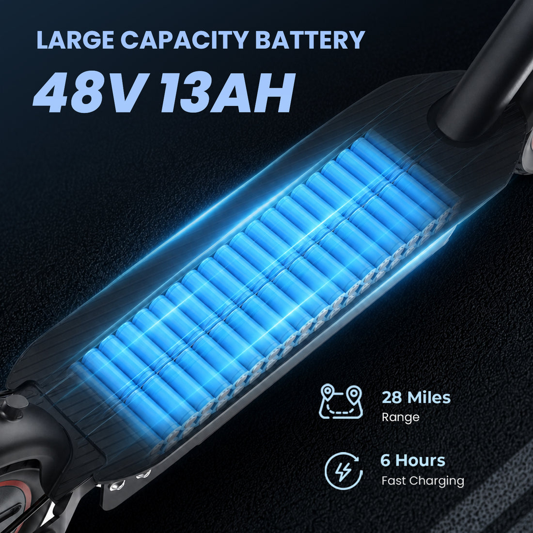 1200W Electric Scooter for Adults,Off-road E-Scooter,48V 13Ah Battery,28 Max Miles Range,28MPH,10" Pneumatic Tires