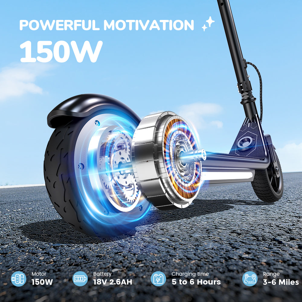 iScooter Electric Scooter for Kids 6-12, 3-Lighting Effects Escooter with 9KM Range, 3/6/10 Mph, Dual Breaking & Adjustable Height E-Scooter Gifts for Boys Girls Black