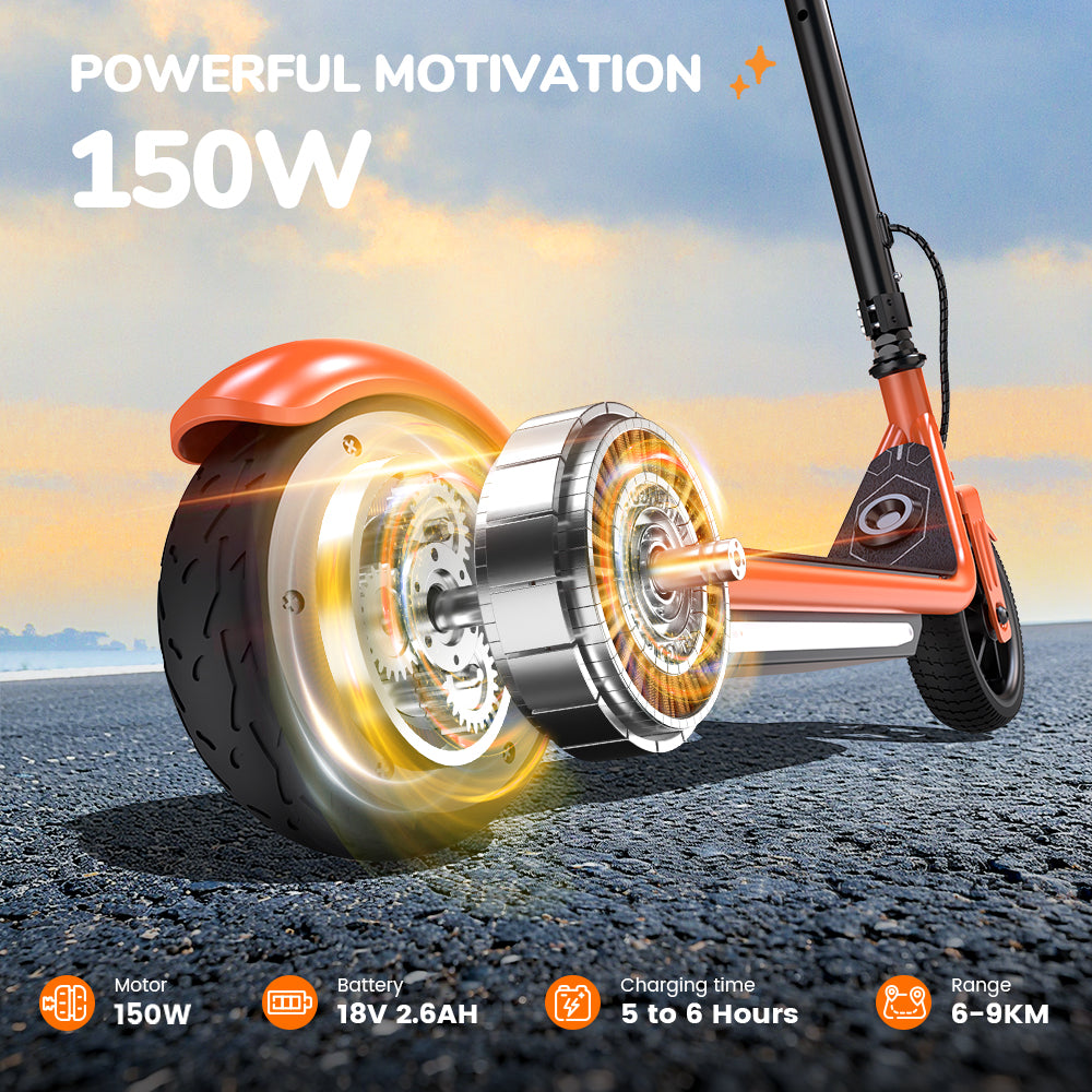 iScooter Electric Scooter for Kids 6-12, 3-Lighting Effects Escooter with 9KM Range, 3/6/10 Mph, Dual Breaking & Adjustable Height E-Scooter Gifts for Boys Girls