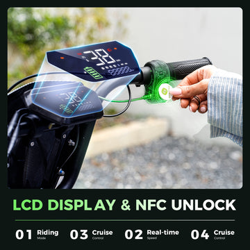 isinwheel Electric Scooter with Seat, 43/28 Miles Range & 38/21 MPH High Speed, 16/14'' Fat Tire Scooter for Adult with Mood Lights, Smart APP & NFC Start, 1200/750W Motor E Scooter
