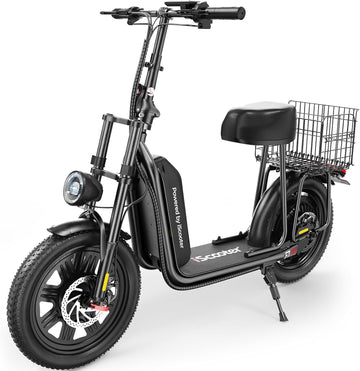 iScooter F7 Electric Scooter Adults, 1000W Powerful Motor Electric Scooter with Seat, 28 MPH Top Speed & 45 Miles Range, 16'' Fat Tire Scooter for Adults, Adjustable Handlebar