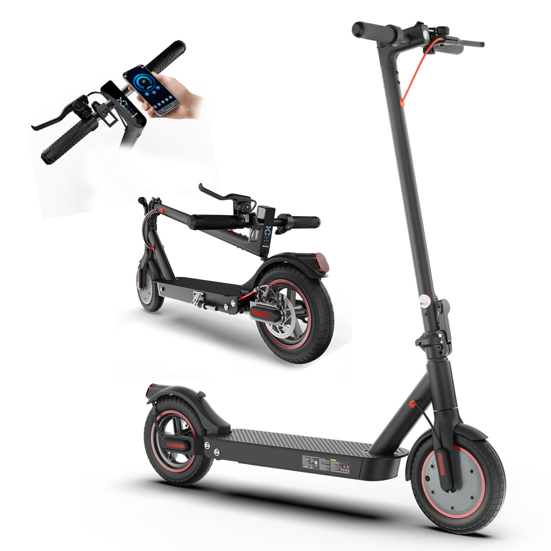 Electric Scooter for Adults,1000W Motor Foldable E-Scooter,36V 15Ah Battery,28 Max Miles Range,25MPH,10" Pneumatic Tires,App Lock