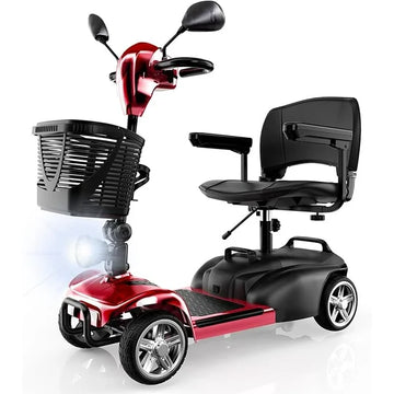 iScooter Mobility Scooter, Electric Wheelchair Device, 4 Wheel Mobility Scooter for Adults, LED Headlight, Basket, Cup Holder, Back-Up Alarm Bell, Detachable, Lightweight and Convenient