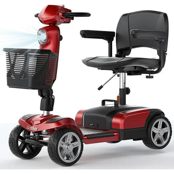 iScooter Mobility Scooter, Electric Wheelchair Device, 4 Wheel Mobility Scooter for Adults, LED Headlight, Basket, Cup Holder, Back-Up Alarm Bell, Detachable, Lightweight and Convenient