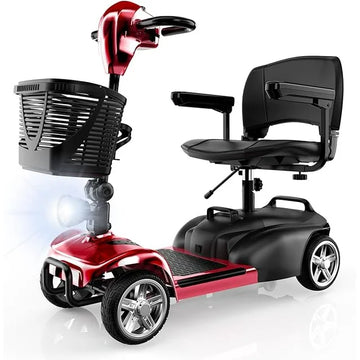 iScooter Mobility Scooter, Electric Wheelchair Device, 4 Wheel Mobility Scooter for Adults, LED Headlight, Basket, Cup Holder, Back-Up Alarm Bell, Detachable, Lightweight and Convenient