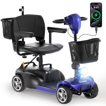 iScooter X02 Pro Mobility Scooter, 20Miles Foldable Mobility Scooter for Seniors & Adult, Powered Electric Wheelchair Device with Removable Battery, 300lb Capacity,Dual Baskets,Crutch Holder,USB Port